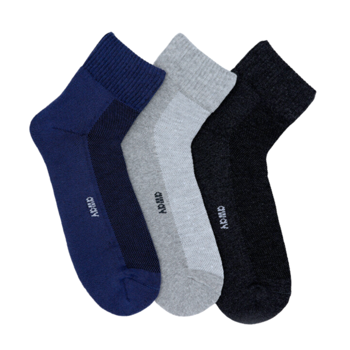 Pack de 3 pares de medias tobilleras colores azul, gris y negro