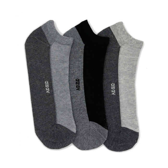 Pack de 3 pares de medias taloneras con logo colores plomo, gris y negro