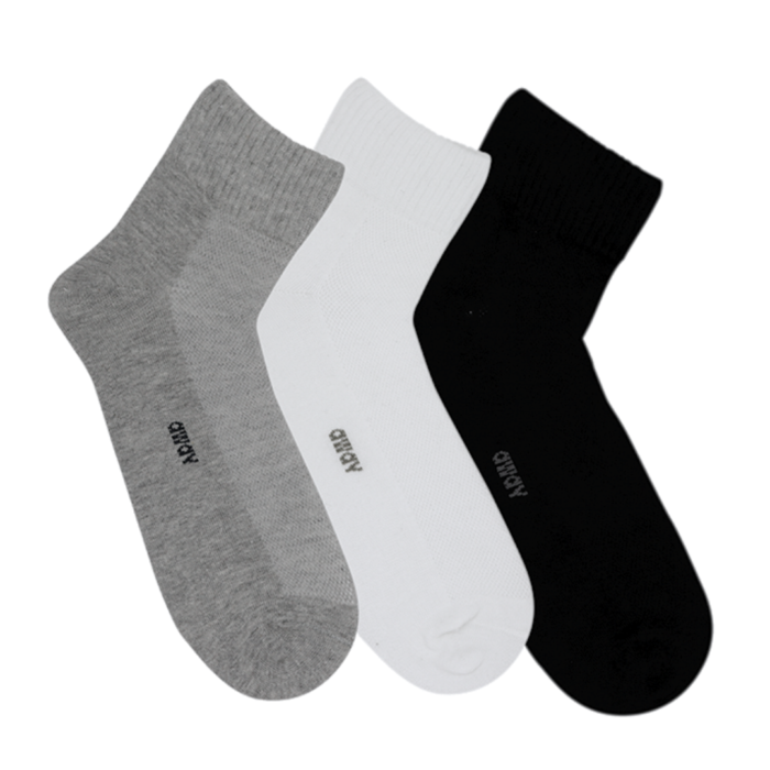 Pack de 3 pares de medias tobilleras colores gris, blanco y negro